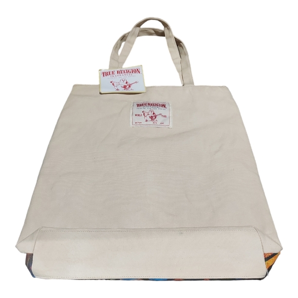 True Religion Gift Bag New Wave Colorful Canvas Shopper Tote Shoulder Bag - Picture 4 of 4